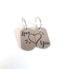 Porte-Clés de Couple "Love You" en Inox Brossé - Ensemble de Deux avec Forme de Cœur