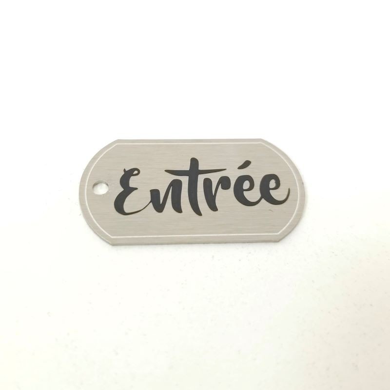 Porte-Clés Maison "Entrée" en Inox Brossé 1mm/1.5mm avec Anneau